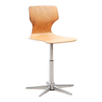 Vintage chair adjustable workshop beech chrome