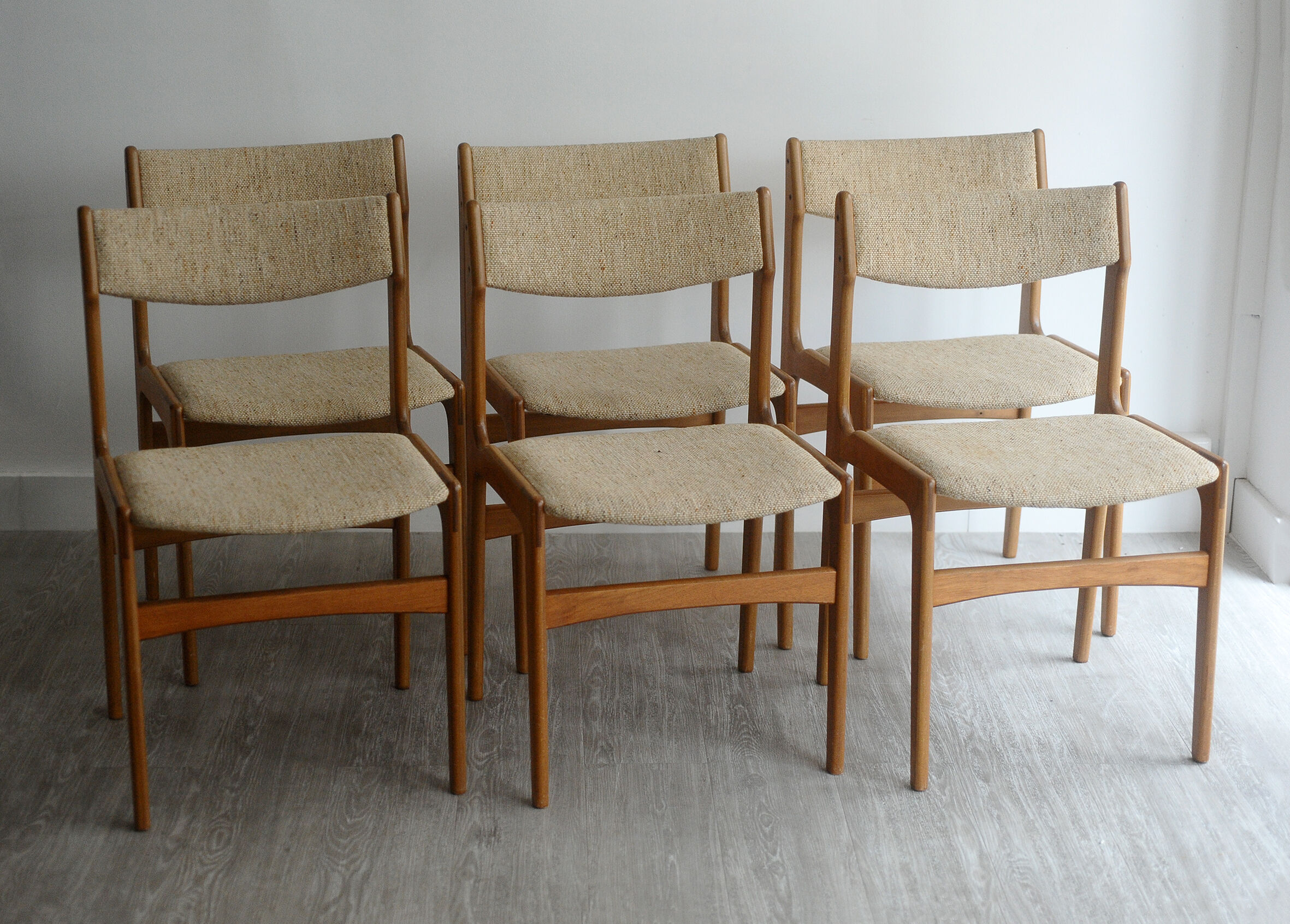 Chairs 1960 teak fabrics wool found