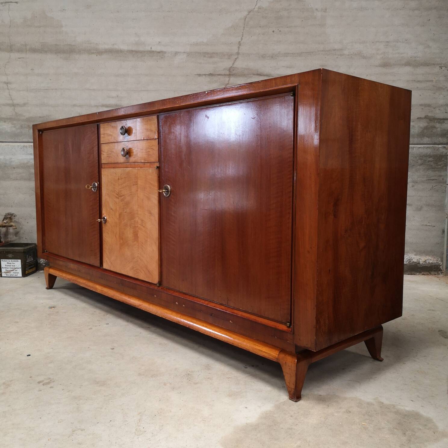 art deco lemon walnut sideboard sideboard 1940
