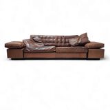 Antonello Mosca giorgetti sofa royal 1970's cognac leather / patina