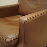 Brown leather armchair, Danish design, 1960s, production: Denmark
