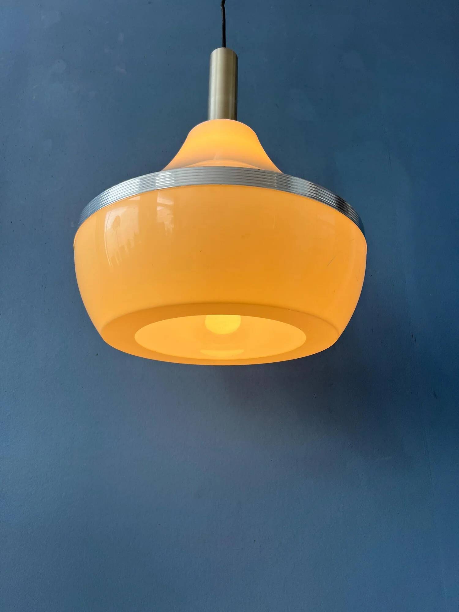 Vintage beige plexiglass space age pendant light