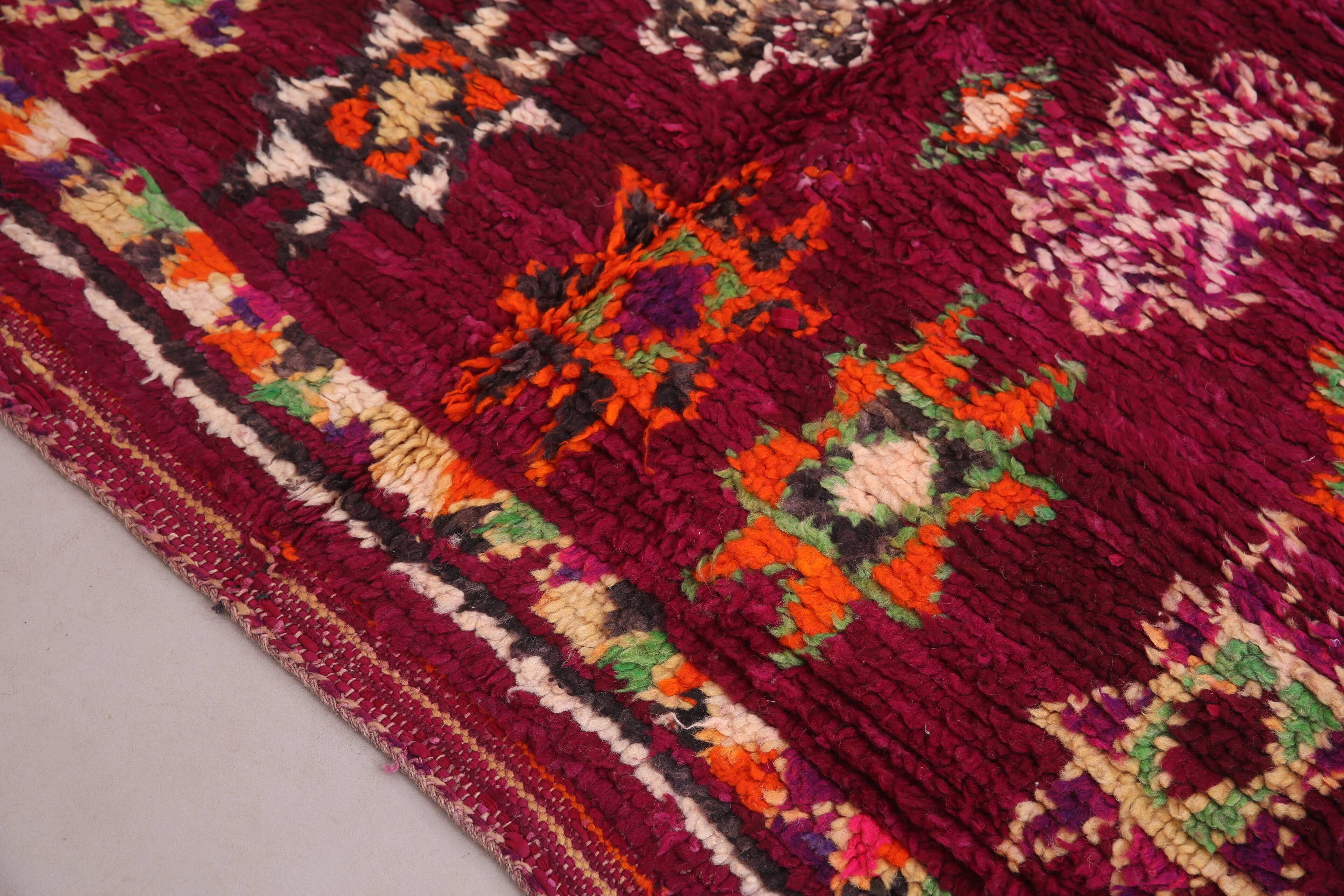Tapis marocain bourgogne 177 x 261 cm - Tapis berbère vintage - Tapis en laine fait main