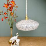 Vintage white Clichy glass lampshade pendant light