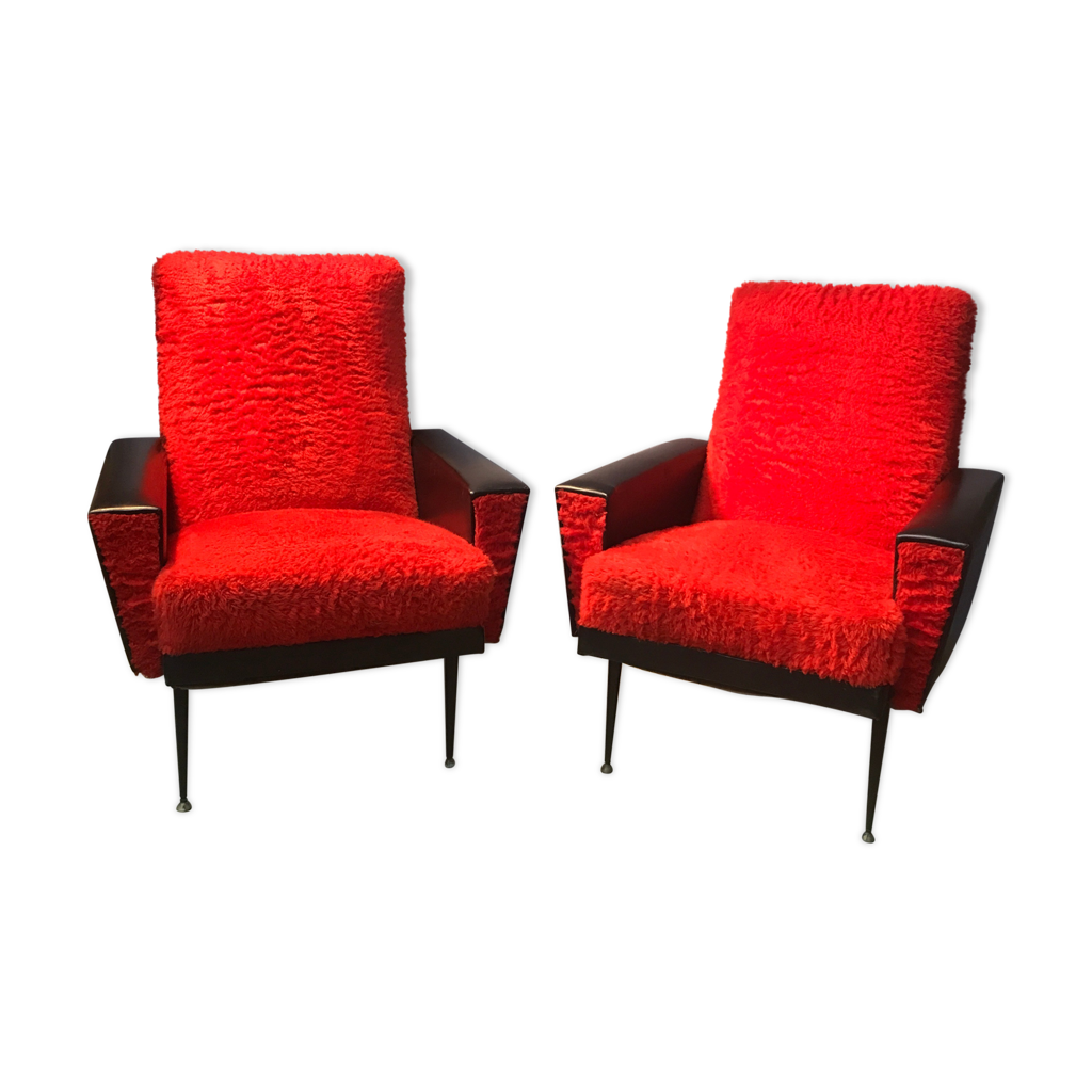 Fauteuil design en cuir reconstitué 86 cm x 84 cm x 96 cm - Rouge