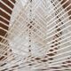 Scandinavian hanging lamp in wood and stretched wires