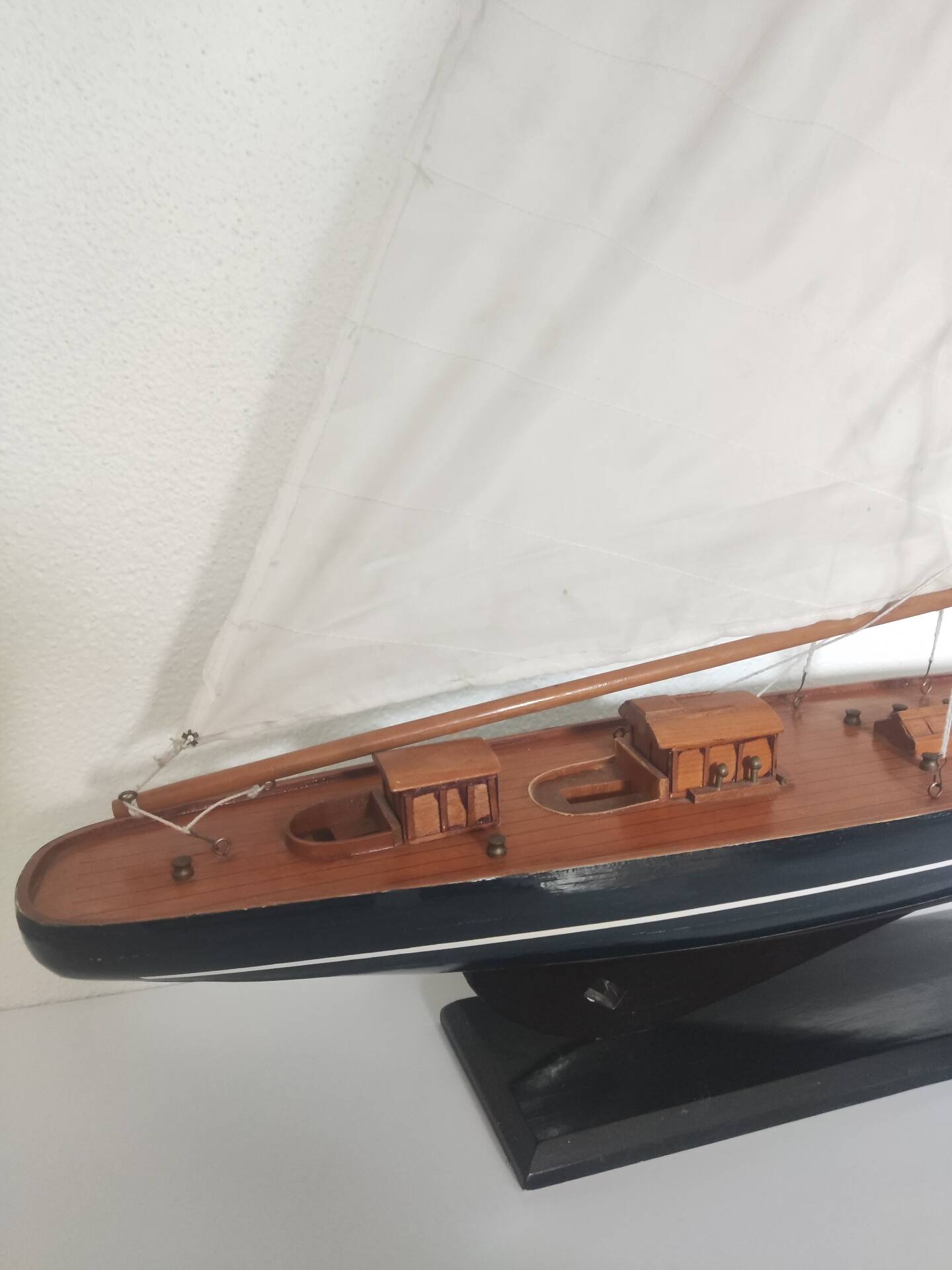 Large classic wooden pond sailboat model - Marine decor