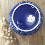 Blue & white marbled ceramic vase, pot cover