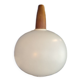 Louis Kalff lamp Opaline and teak circa 1960