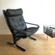 LOUNGE ARMCHAIR SIESTA BLACK LEATHER BY INGMAR RELLING FOR WESTNOFA