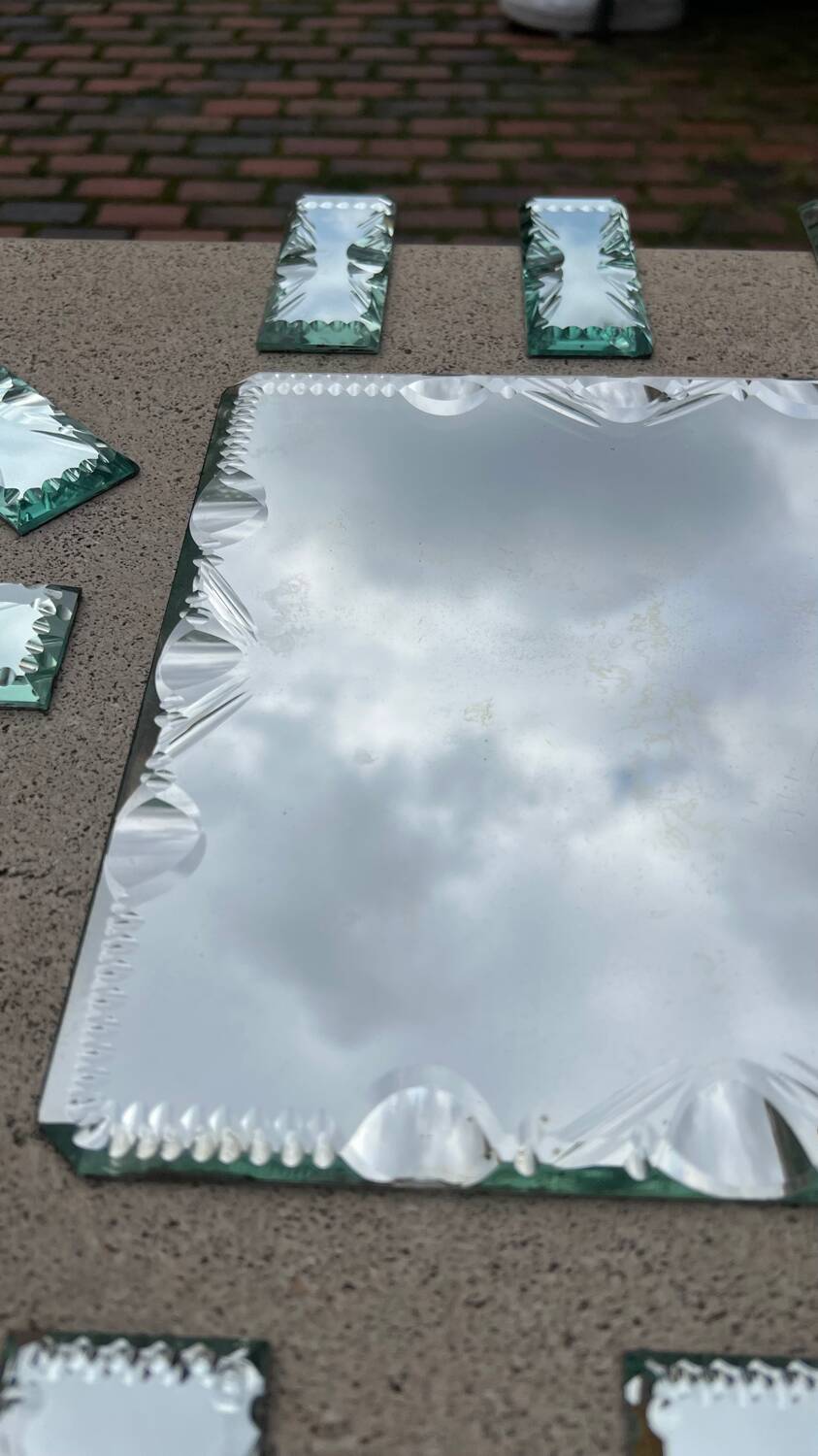 Beveled mirror glass - knife holders bottle coasters