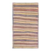 Tapis Kilim rayé jaune et marron, tapis Turkis Kilim, 152x271Cm