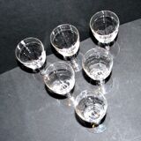 Set of 6 vintage stemmed glasses in glass cut with drops 11.5cm