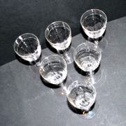 Set of 6 vintage stemmed glasses in glass cut with drops 11.5cm