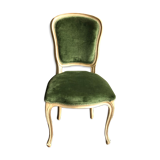 Chaise en bois et velours vert de style néoclassique Flamant