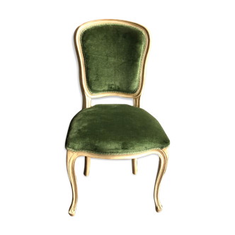 Wooden chair and green velvet in neoclassical style Flamant