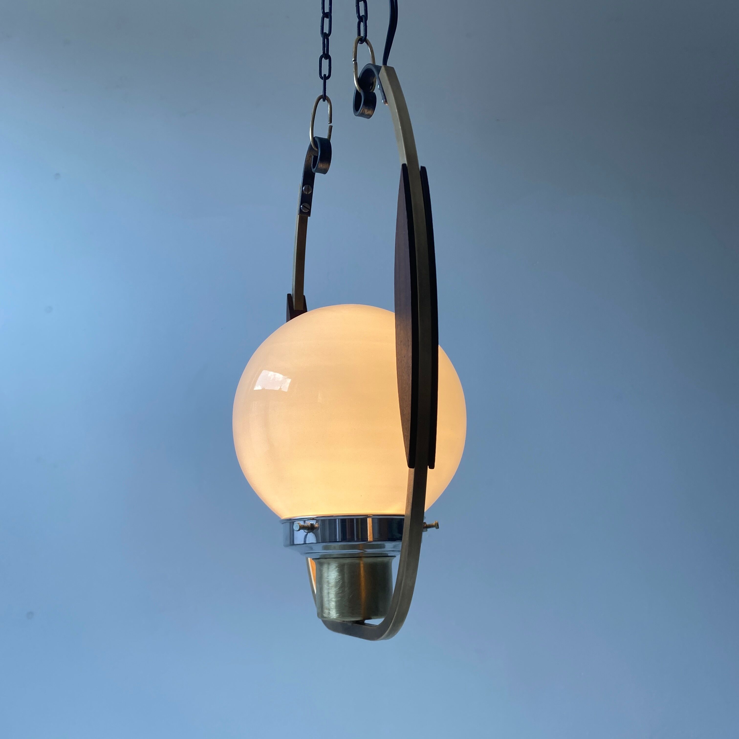 Old opaline pendant lamp 1950 vintage