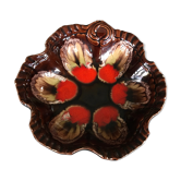 Vintage flat fruit cut in polychrome ceramic from vallauris