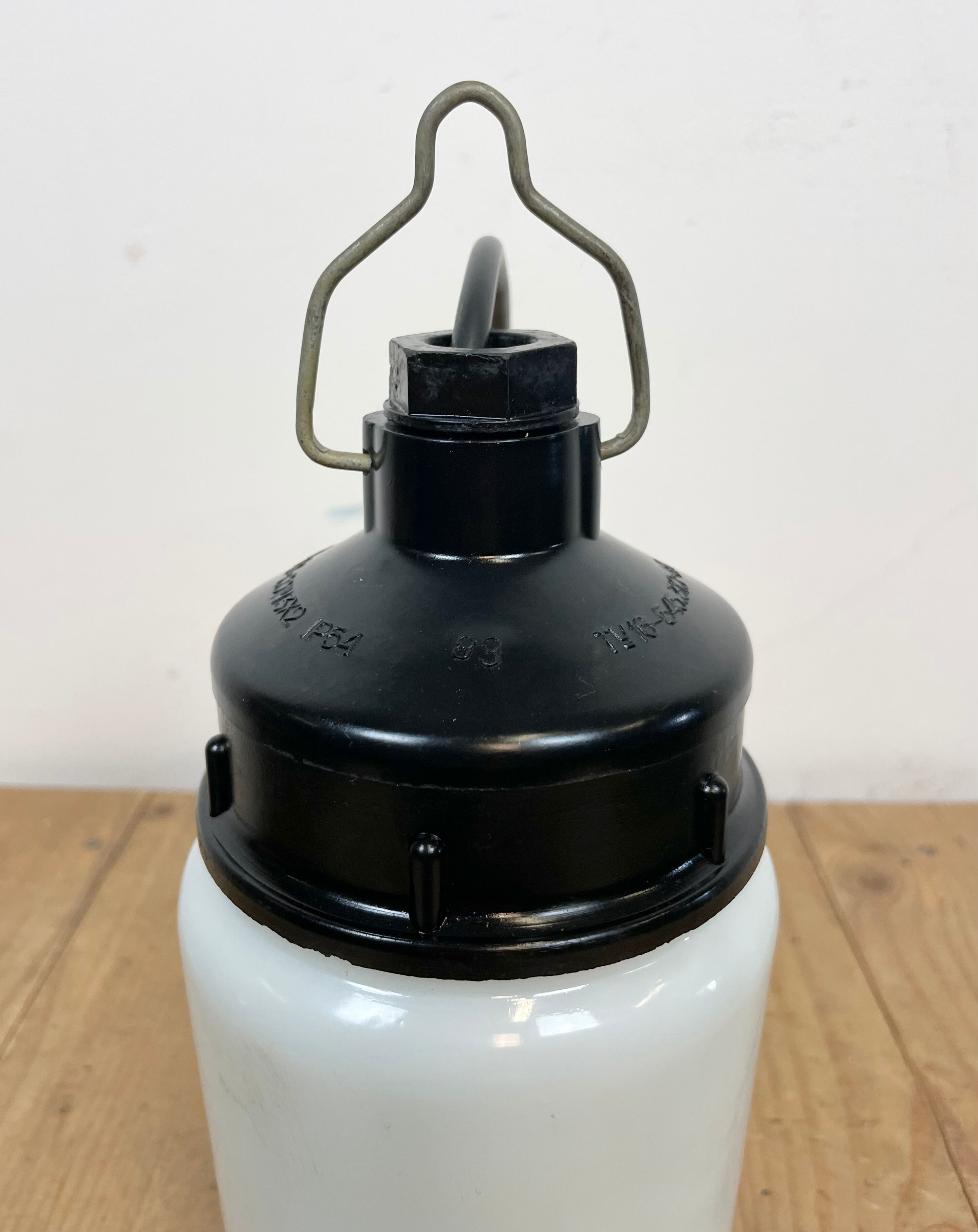 Industrial Bakelite Pendant Light with Milk Glass, 1970s