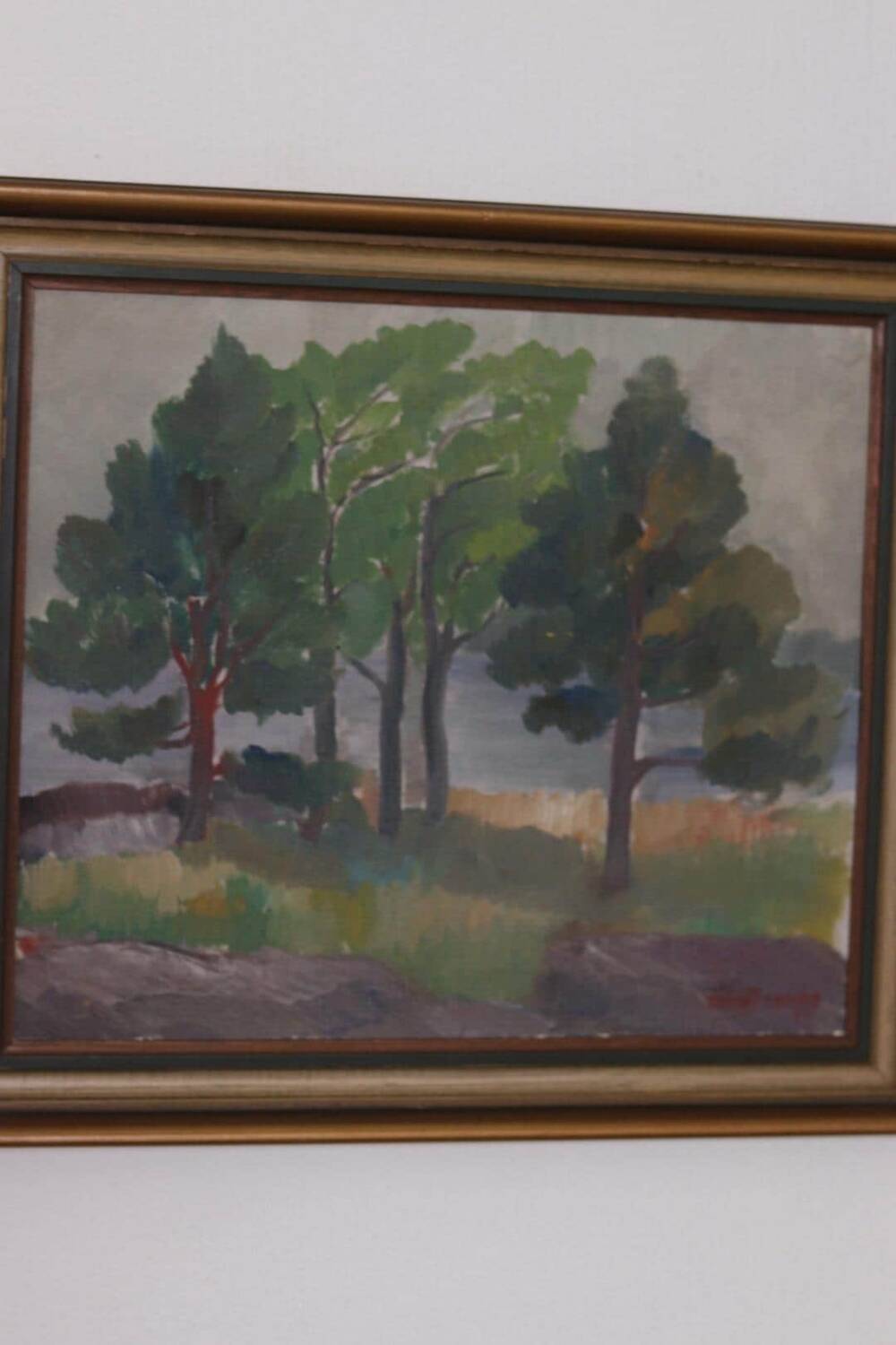 Original Mid Century Swedish Oil on Panel – “Trees, Landscape Motif” b