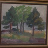 Original Mid Century Swedish Oil on Panel – “Trees, Landscape Motif” b