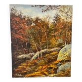 Forêt de Fontainebleau, signé R Vacher