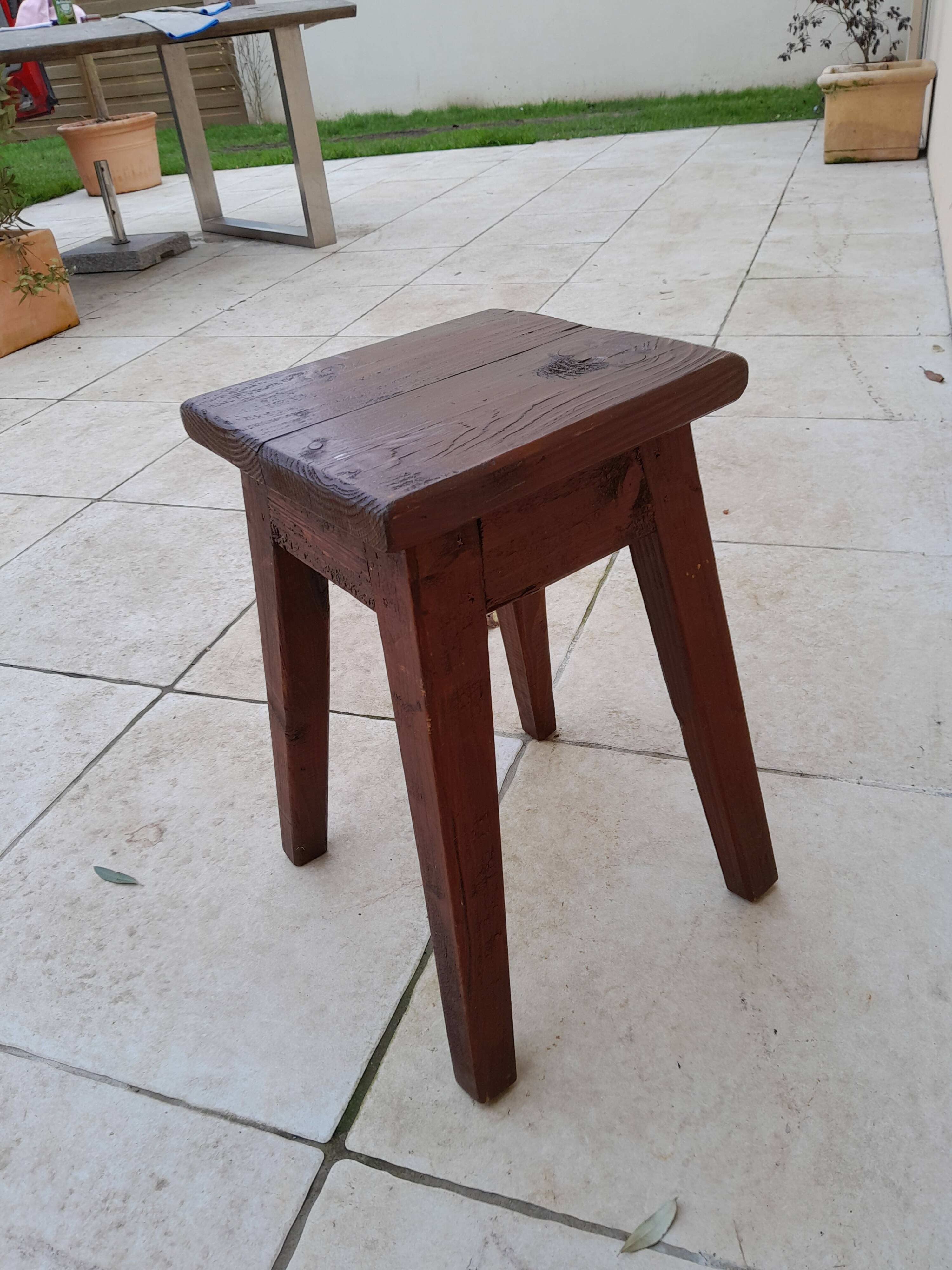 Vintage wooden stool reconstruction period 40s 50s