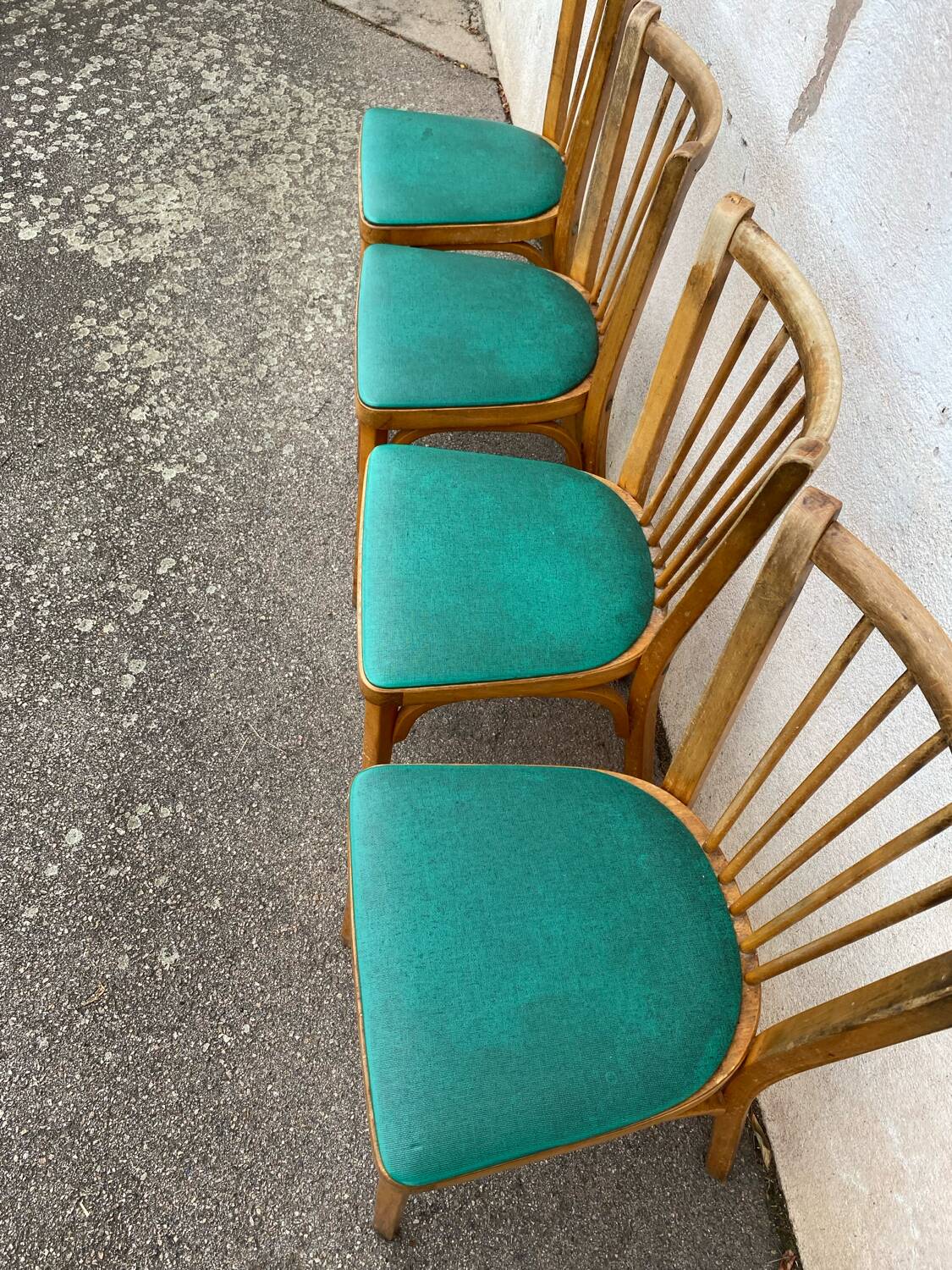 Set of 4 green Baumann 153 chairs