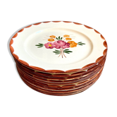 10 hand-painted Longchamp dessert plates, service "Agen" 1950s'