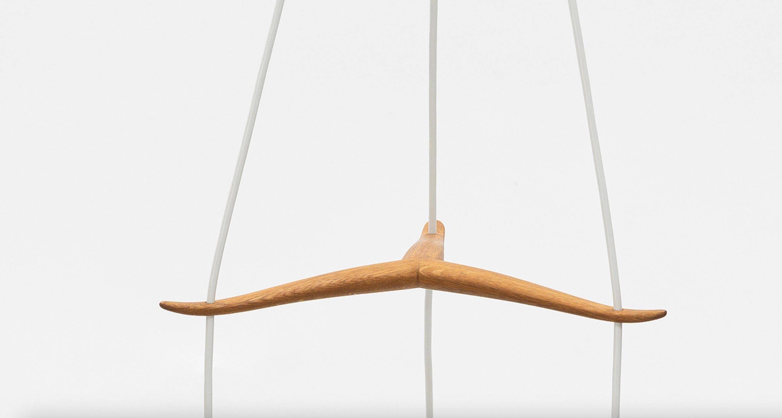 Uno & Östen Kristiansson suspended lamp Oak and glass Luxus Vittsjö Sweden 1960