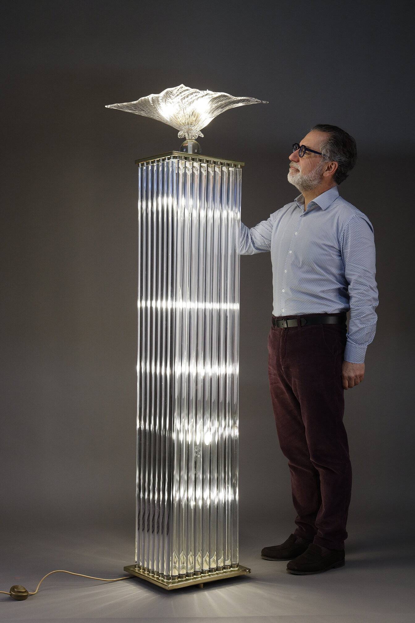 Art Deco style floor lamp made in the 70s in Murano glass