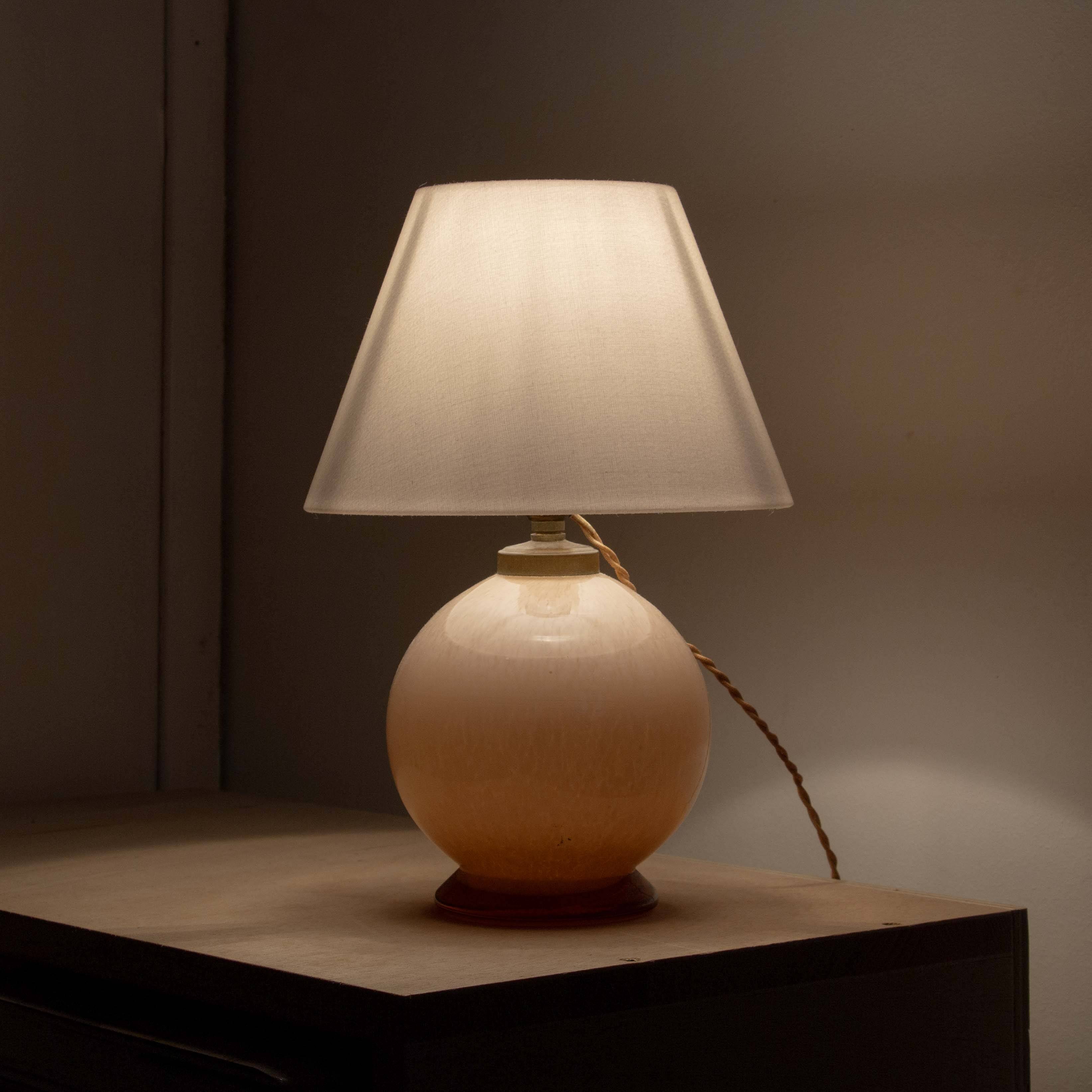 Art Deco pink opaline lamp