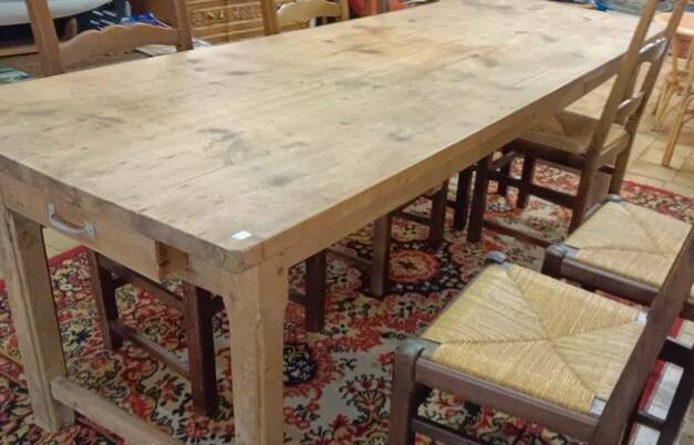 Large 19th Century Farm Table - Solid Wood - 240 cm