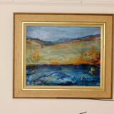 Mid-century oil painting on canvas "Landscape" - Vintage and printed