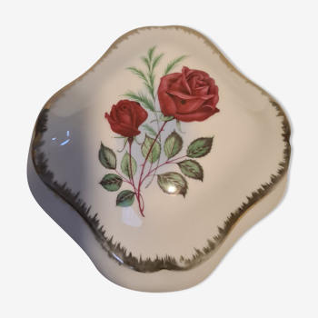 Limoges porcelain candy box with rose decor