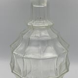 Ancienne carafe à liqueur en verre avance facette et bouchon - 27 cm