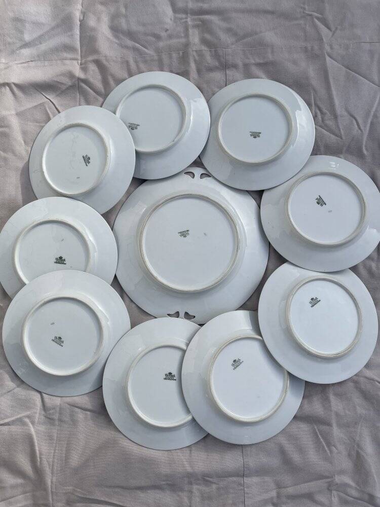 Set of 9 dessert plates and 1 serving platter Victoria China