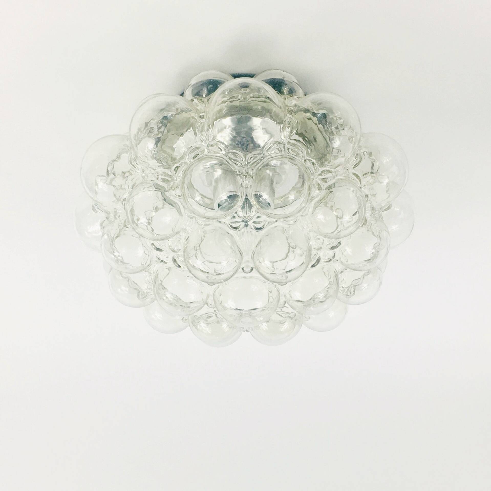 Large Mid-Century Bubble Glass Ceiling Light by Helena Tynell for Limburg, Germany, 1960s/1970s