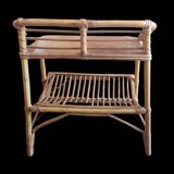 Petit meuble table d appoint vintage en rotin