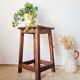 Antique farmhouse stool in solid oak – Rustic Brutalist Look