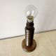 Rustic wooden turned lamp base from the 1950s, vintage rustic lighting.