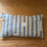 Pair of antique kilim style canvas cushions woven, patched and hand embroidered