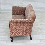 1960s, 3-seater Danish sofa, original salmon pink furniture velour.