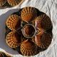 Set of 12 oyster or shell plates in glazed brown ceramic D