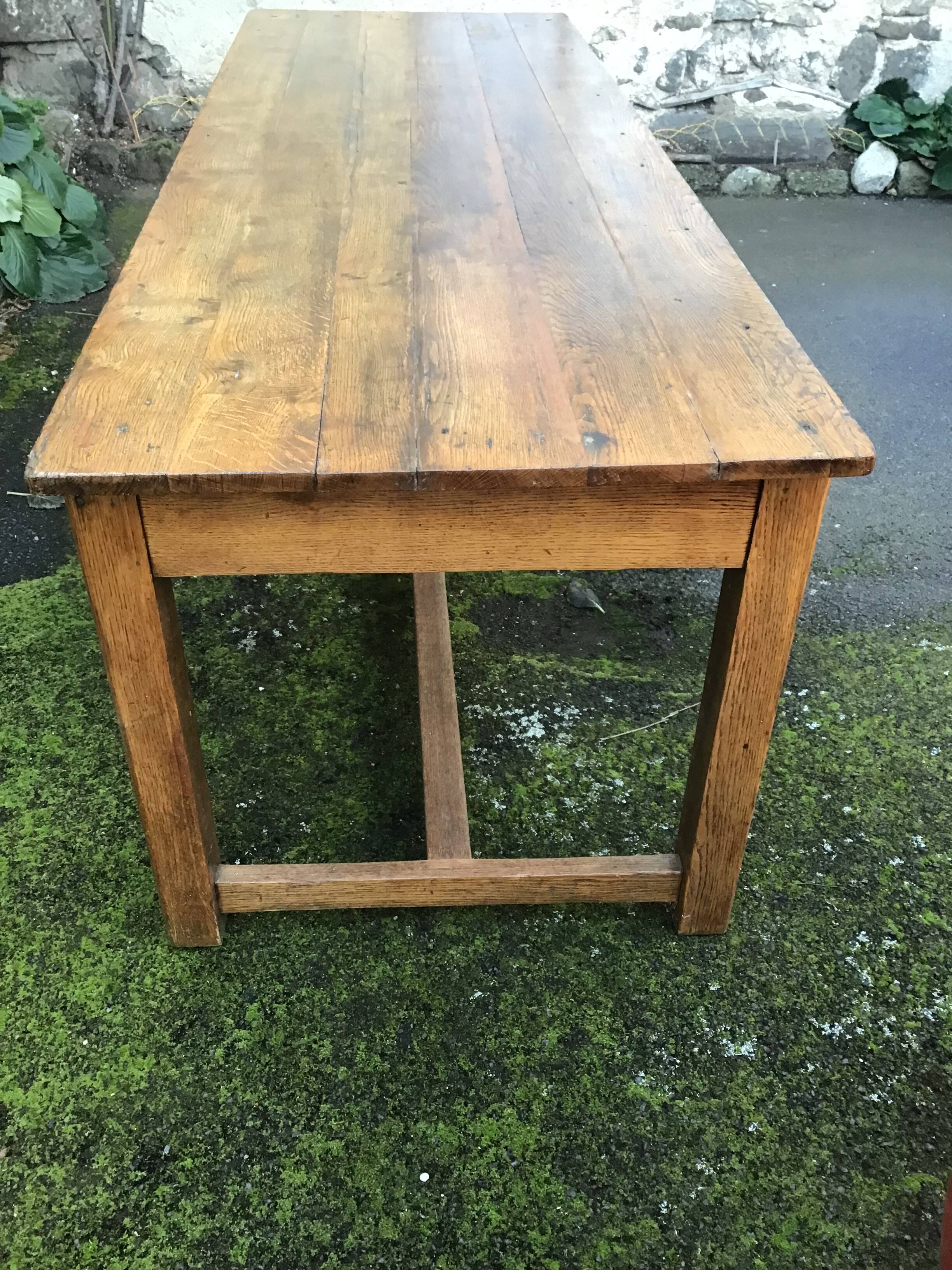 Farmhouse table with 2 solid oak benches