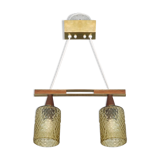 Scandinavian glass and teak pendant lamp 1960