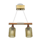 Scandinavian glass and teak pendant lamp 1960