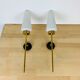 Pair of brass and opaline Lunel sconces, Arlus 50s