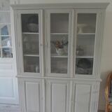 Display case 2 bodies patinated pearl gray waxed finish.