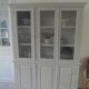 Display case 2 bodies patinated pearl gray waxed finish.